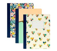 Pukka Pad, Carpe Diem Composition Notebooks - 3 Pack of Journals Featuring 140 Pages of College Ruled 80GSM Paper with Sturdy Cover Stock - 9.75 x 7.5in - Floral Love