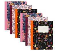 Pukka Pad, Composition and Exercise Notebooks - Ideal for Writing, School and Class Notes - 140 Pages of 80 GSM Lined Paper - Ruled Sheets - 24.7 x 19 cm, Pack of 6, Bloom