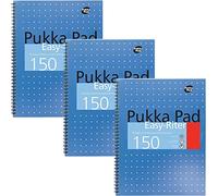 Pukka Pad, Easy-Riter A4 Notebook 3-Pack - Twin Wirebinding with 150 Pages of 80GSM Paper, Perforated Edges, and 4 Hole-Punch Compatibility - 29.3 x 27cm