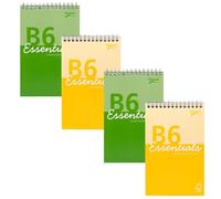 Pukka Pad Essentials B6 Shorthand Notebook - Pack of 4 Top Wire-Bound Notepads in Assorted Green & Yellow - 160 Pages, 80 Sheets of FSC 60GSM Lined Paper with Page Perforation