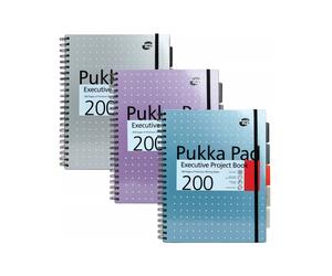 Pukka Pad Executive A4 Project Book Ruled 200 Page Hard Back Pack of 3 (6970-MET