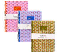 Pukka Pad Floral A4+ Jotta Notebooks - Pack of 3 Wirebound Notepads with 200 Pages, 100 Sheets of 80GSM 8mm Feint Ruled FSC Certified Paper Paper and Perforated 4-Hole Punched Margins