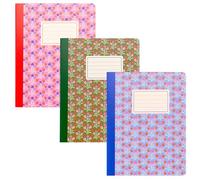 Pukka Pad Floral B5 Composition Books - Pack of 3 Notebooks with 140 Pages, 70 Sheets of College Ruled 80GSM FSC Certified Paper with Margin for School Notes, Office Organisation, or Home Memos