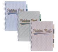 Pukka Pad Haze A4 Project Book - Pack of 3 Wirebound Notebooks with 5 Repositionable Dividers with Storage Pockets and Tabs for Organisation and Personalisation - 200 Pages, 100 Sheets of 80GSM Paper