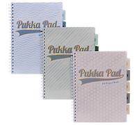 Pukka Pad Haze Project Book A4 Ruled Twin Wire Side Bound Card and Clear Polyprop Soft Cover Assorted Perforated 200 Pages Pack of 3