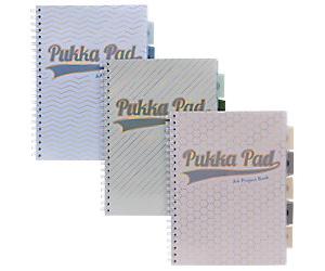 Pukka Pad Haze Project Book A4 Ruled Twin Wire Side Bound Card and Clear Polyprop Soft Cover Assorted Perforated 200 Pages Pack of 3