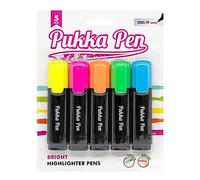 Pukka Pad, Highlighter Pens - 5 Pack of Chisel Tip Highlighters with Transparent Ink and Smudge Guard - Non-Toxic - Includes Yellow, Orange, Pink, Green, and Blue