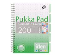Pukka Pad Irlen A4 Project Book 3-Pack - 200 Pages, 100 Sheets of 80GSM Lined & Coloured Paper & 5 Repositionable Dividers - Designed for Visual Perception Difficulties - FSC Certified - Green