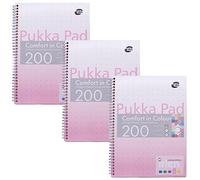 Pukka Pads Irlen Jotta A4 Wirebound 200 Rose Perforated Pages Paper Tinted Ruling With Margin (Pack 3) - IRLJOTA4(ROSE)