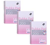 Pukka Pad, Irlen Jotta Pad A5 Notebook 3-Pack - Wire Bound Notepad 200 Pages of 80GSM Coloured FSC Certified Lined Paper - Designed for Visual Perception Difficulties - 21 x 14.8cm, Rose
