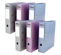 Pukka Pad, Metallic A4 Lever Arch Files - 6 Pack of Paperboard Document Boxes with Index and Personal Detail Pages on Inner Cover - Metal Reinforced Edges - Pink, Grey, and Blue