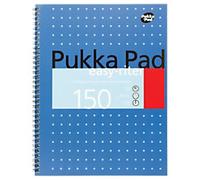 Pukka Pad Notebook Metallic Easy-Riter A4+ Ruled Spiral Bound Cardboard Hardback Blue Perforated 150 Pages Pack of 3