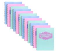Pukka Pad Pastel A4 Jotta Notebooks - Pack of 12 Wirebound Notepads with 200 Pages, 100 Sheets of 80GSM Ruled Paper and Perforated 4-Hole Punched Margins - Pink, Blue, & Green, 29.7 x 22.4 cm