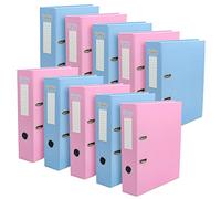 Pukka Pad, Pastel A4 Lever Arch Files - 10 Pack - 70mm Spine with Customisable Label for Large Amounts of Documents and Thumb Hole Retrieval - 32 x 28cm, Pink and Blue