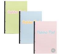 Pukka Pad Pastel A4 Refill Pads - Pack of 3 Tape-Bound, Easy Tear Notepads with 400 Pages, 200 Sheets of 80GSM, 8mm Feint Ruled Lined Paper with 4-Hole Punch Margins for Binder Compatibility
