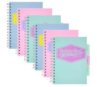 Pukka Pad Pastel A5 Project Books - Pack of 6 - Wirebound Subject Notebooks with 3 Repositionable Dividers & Storage Pockets - 200 Pages of 80GSM Perforated Paper with Ruled Lines - Assorted Colours