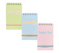 Pukka Pad Pastel A7 Pocket Book - Pack of 6 Twin Wire Head Bound Notebooks with 100 Pages, 50 Sheets of 8mm Feint Ruled 80GSM Paper, Perforated Margins, and Personal Detail Page - Pink, Blue, & Green