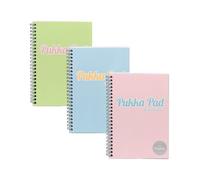 Pukka Pad Pastel A5 Jotta Notebooks - Pack of 3 Wirebound Notepads with 200 Pages, 100 Sheets of 80GSM 8mm Feint Ruled Paper and Perforated 4-Hole Punched Margins - Pink, Blue, & Green, 29.7 x 22.4 cm