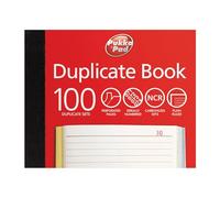 Pukka Pad Plain Ruled Duplicate Book for Business and Sales - Stitched Binding, 100 Numbered Entries Per Book, Carbonless Copies, Perforated Pages for Easy Removal, 137x203mm