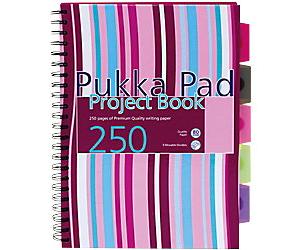 Pukka Pad Project Book A4 Ruled Spiral Bound PP (Polypropylene) Hardback Assorted Perforated 250 Pages Pack of 3
