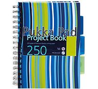 Pukka Pad Project Book A5 Ruled Spiral Bound PP (Polypropylene) Hardback Assorted Perforated 250 Pages Pack of 3