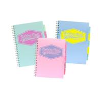Pukka Pad Project Book - Assorted Pastel Colour Notebook, A4 Notepad with Dividers, 200 Ruled 80gsm Paper Subject Notebook, Storage Pockets Writing Pad for School, Office & Revision Notes | Pack of 3