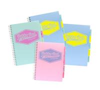 Pukka Pad Project Book - Assorted Pastel Colour Notebook, A4 Notepad with Dividers, 200 Ruled 80gsm Paper Subject Notebook, Storage Pockets Writing Pad for School, Office & Revision Notes | Pack of 4