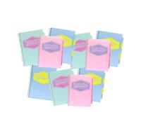 Pukka Pad Project Book - Assorted Pastel Colour Notebook, A4 Notepad with Dividers, 200 Ruled 80gsm Paper Subject Notebook, Storage Pockets Writing Pad for School, Office & Revision Notes | Pack of 10