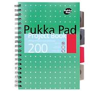 Pukka Pad Project Book Metallic B5 Ruled Spiral Bound PP (Polypropylene) Hardback Green Perforated 200 Pages Pack of 3