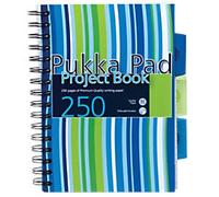 Pukka Pad Project Book Stripes A5 Ruled Spiral Bound PP (Polypropylene) Hardback Assorted Perforated 250 Pages Pack of 3