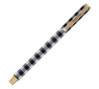 Pukka Pad, Pukka Pen Metal with Refillable Gel Ink - Perfectly Weighted with Smooth, Precise Black Ink - Removable Cap and Gold Details - Buffalo Check Black