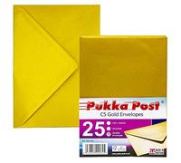 Pukka Pad, Pukka Post & Packaging Gummed Envelopes - Pack of 25, Ready-to-Seal, Durable 100GSM Postal Envelopes for Letters, Invitations, and Other Mail - 229 x 162 mm, Size C5, Gold