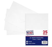 Pukka Pad, Pukka Post & Packaging Gummed Envelopes - Pack of 25, Ready-to-Seal, Durable 100GSM Postal Envelopes for Letters, Invitations, and Other Mail - 114 x 162mm, Size C6, Matte White