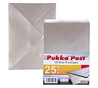 Pukka Pad, Pukka Post & Packaging Gummed Envelopes - Pack of 25, Ready-to-Seal, Durable 100GSM Postal Envelopes for Letters, Invitations, and Other Mail - 114 x 162mm, Size C6, Silver