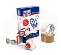 Pukka Pad, Pukka Post & Packaging Tape Dispenser - Parcel Tape for Packing, Shipping, Moving, and Storing - Easy-Grip Plastic Handle and Safety Blade - 1 Dispenser, 2 Rolls, and Loading Instructions