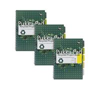 Pukka Pad, Recycled 6-Subject Double Spiral Bound A4 Project Book with 5 Dividers - 80GSM FSC Paper with Micro-Perforated and 4-Hole Punched Margins - Recyclable - Pack of 3