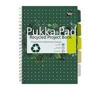 Pukka Pad, Recycled 6-Subject Double Spiral Bound A4 Project Book with 5 Dividers - 80GSM FSC Paper with Micro-Perforated and 4-Hole Punched Margins - Recyclable - Pack of 3