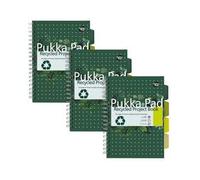 Pukka Recycled Project Book B5 - Double Spiral, 4 Dividers, 80GSM FSC Recycled Paper - Pack of 3