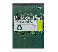 Pukka Pad Recycled Refill Notepad with 100 Pages of 80GSM Paper Made from Recycled Materials, Drilled Hole Punch Margins, and Feint Ruled Lines