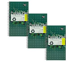 Pukka Pad, Recycled Things to Do Today Note Pad - Pack of 3 Wirebound Notebooks with 115 Sheets of 80GSM FSC Recycled Paper with Perforation