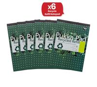 Pukka Pad Refill Notepad With 100 Pages of 80Gsm, Feint Ruled Lines - Pack of 6 Pukka Multicolor