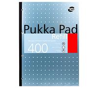 Pukka Pad A4 Refill Notepad - 5 Pack of Notebooks with 400 Pages of 80GSM Paper, 4-Hole Punch Margins, and Feint Ruled Lines - 29.7 x 21cm,Blue,White,Pink,Silver