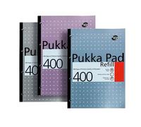 Pukka Pad Refill Pad Sidebound Ruled with Margin Punched 80gsm 400pp A4 White Ref REF400 Pack 5 100796