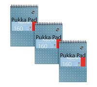 Pukka Pad, Reporter’s Pad 3 Pack for Home, School, and Office - 14 x 20.5cm - Wirebound, Head-Bound Notebook with 160 Pages of 80GSM Paper - Microperforated for Easy Removal - Blue