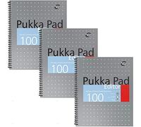 Pukka Pad Single Subject Editor Notebook 3-Pack US Letter Size 50 Premium 80 GSM Sheets Silver