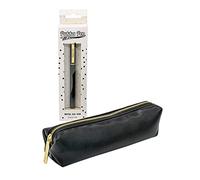 Pukka Pad Slim Pencil Case with Metal Gel Pen - Includes 20 x 5cm Zip-Close Pouch with Refillable Black Ink Pen for Back to School or Professional Office Settings - Black