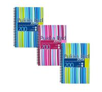 Pukka Pad, Striped Jotta Pad A5 Notebook 3-Pack w/ Twin Wire Binding - 200 Pages of 80GSM Paper w/ 8mm Lines & Perforated Edges Assorted Colours, 21 Pukka Multicolor 21 x 14.5 cm