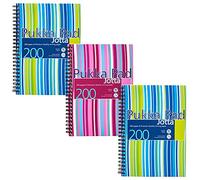 Pukka Pad, Striped Jotta Pad A5 Notebook 3-Pack with Twin Wire Binding - 200 Pages of 80GSM Paper with 8mm Lines and Perforated Edges - Assorted Colours, 21 x 14.5 cm