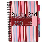 Pukka Pad Stripes Wirebound Hardback Project Notebook 250 Pages A4 Blue/Pink