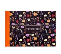 Pukka Pad Visitor Book A4 Bloom Design Black Floral Hardcover Signing in Book 96 Pages with 768 Entry Spaces & 120GSM Paper Visitor Log Book Sign in & Out Book for Workplace Holiday Home Schools